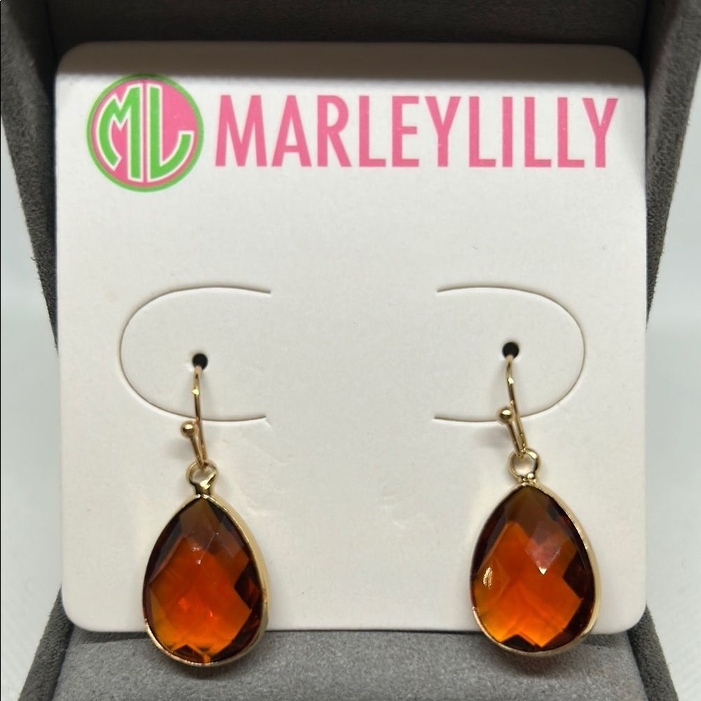Gold and Orange Teardrop Earrings